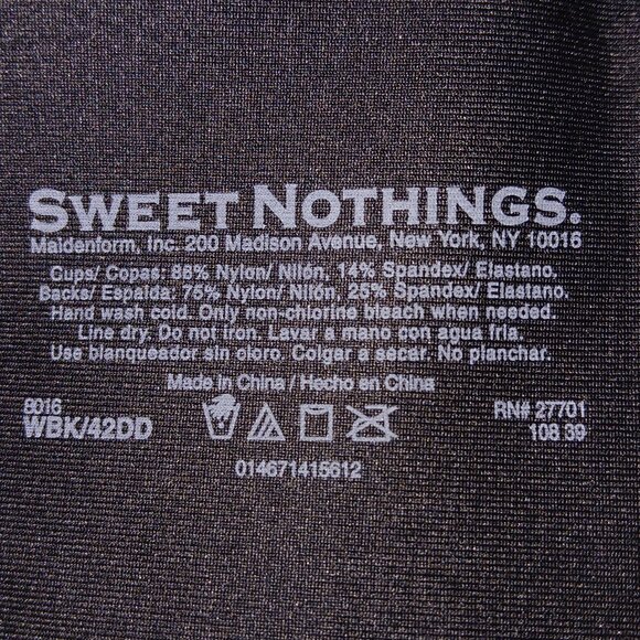 NWT Sweet Nothings Women's 42DD Smooth Fit Black Bra - Picture 2 of 9